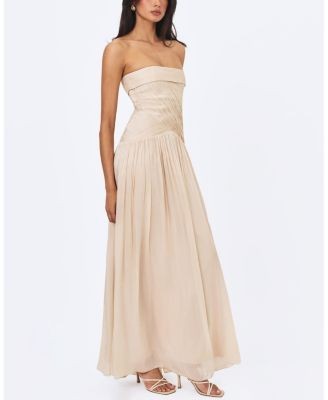 Miss Circle Olivine Crystal Organza Strapless Maxi Dress