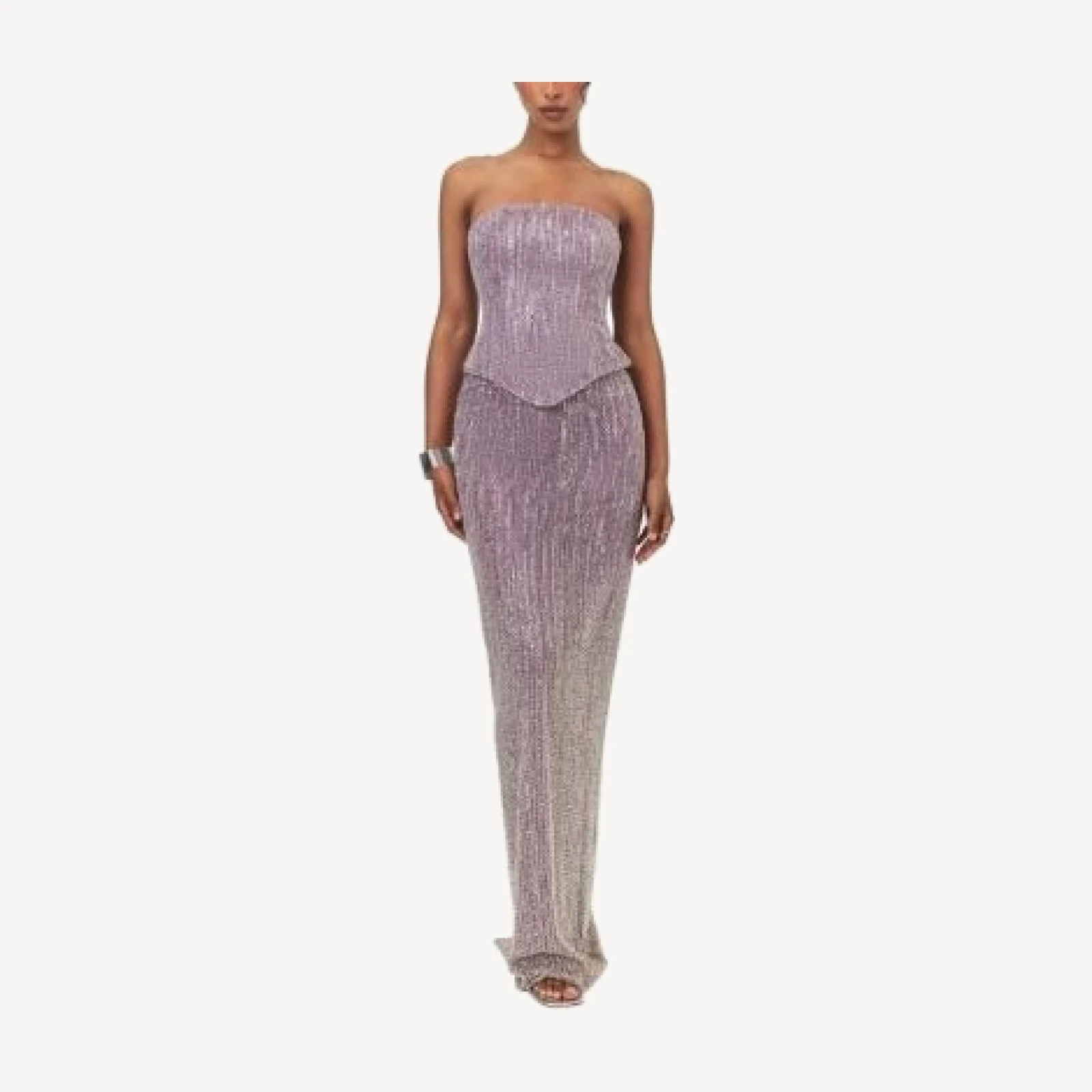 Miss Circle Tosca Beaded Gradient Strapless Peplum Maxi Dress
