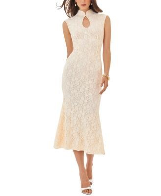 Miss Circle Garcelle Brushed Lace Keyhole Mermaid Midi Dress