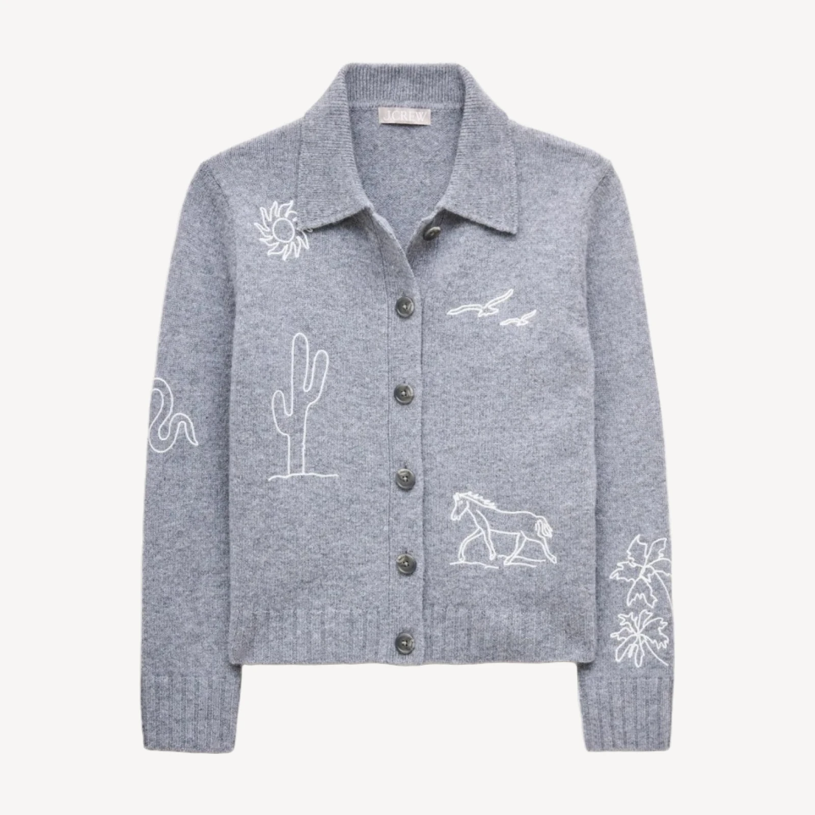 Vintage wool cardigan in western print