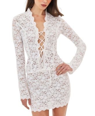 Miss Circle Prynn Brushed Lace Front-Tie Top