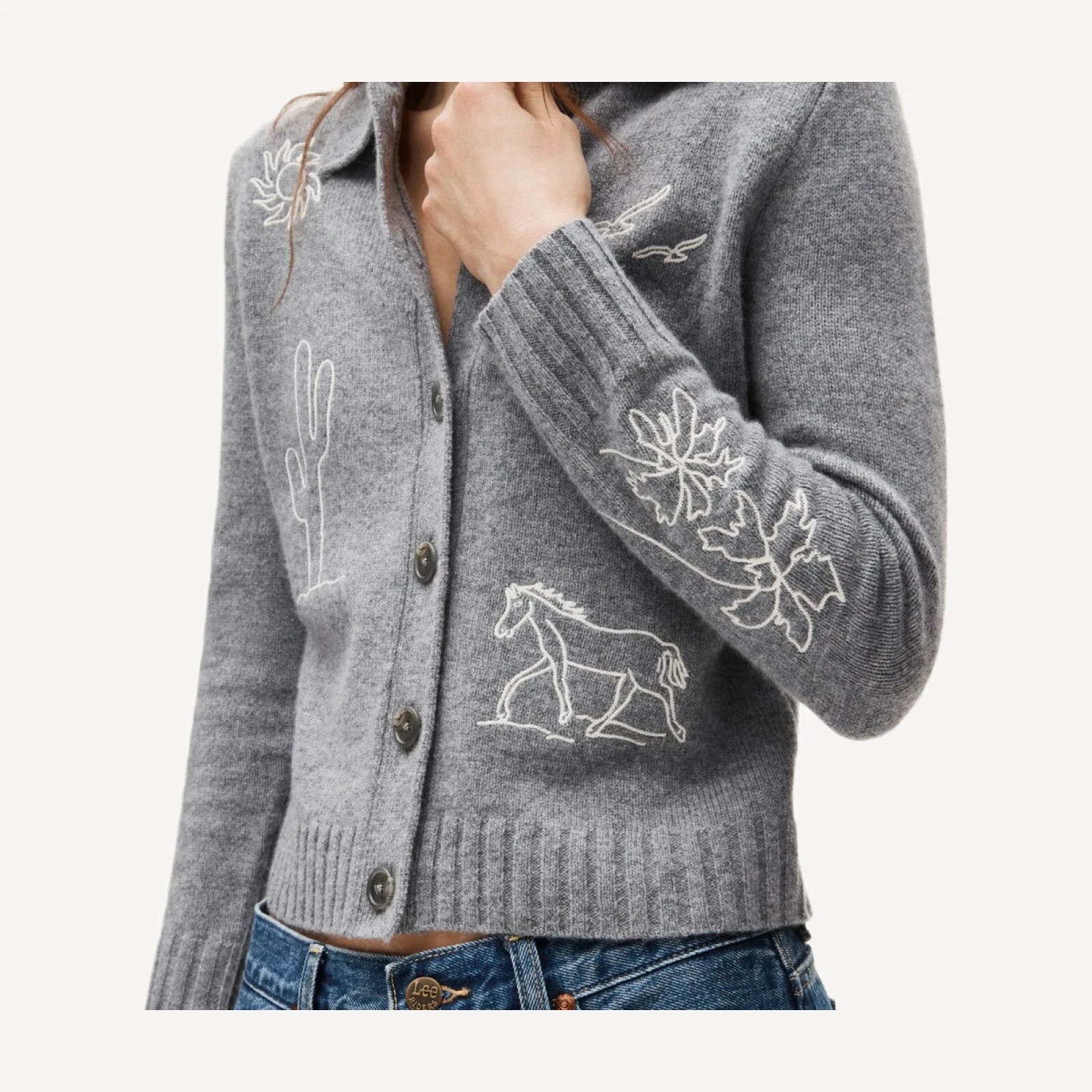 Vintage wool cardigan in western print
