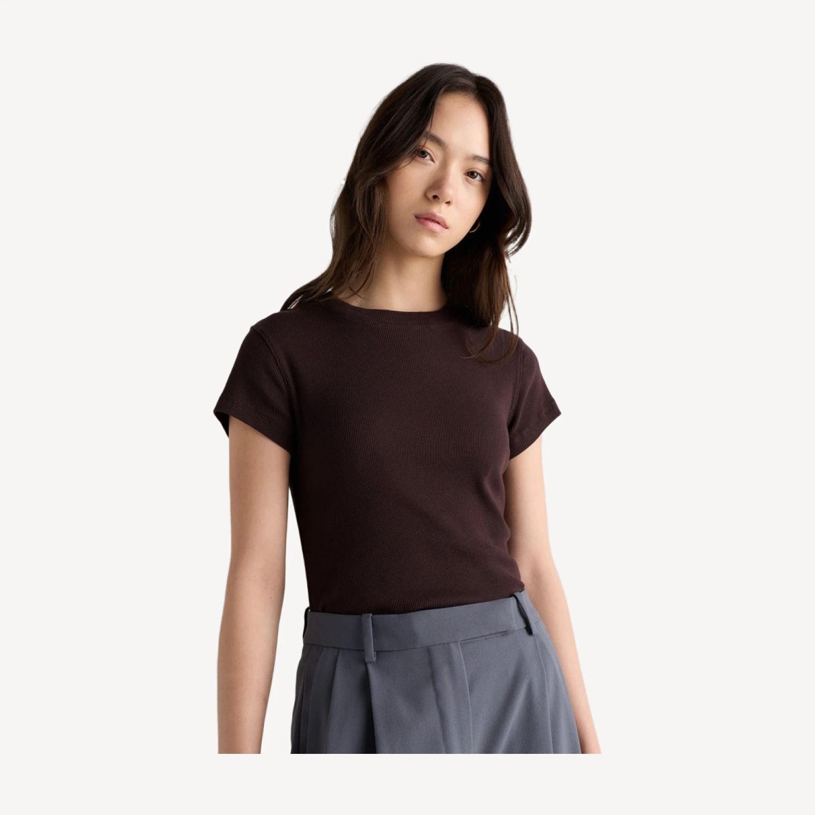 Women's Organic Cotton Micro-Rib Crewneck Tee