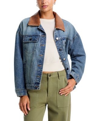 Aqua Contrast Collar Denim Jacket - Exclusive, photo 3