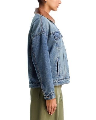 Aqua Contrast Collar Denim Jacket - Exclusive