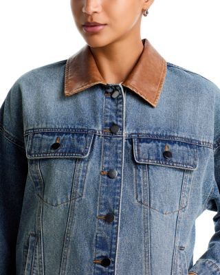 Aqua Contrast Collar Denim Jacket - Exclusive, photo 6