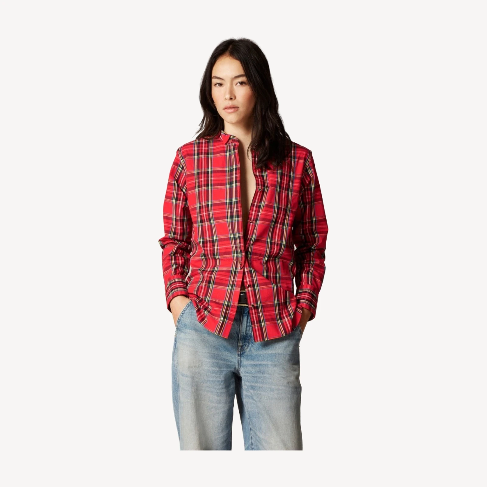 Jules tuxedo shirt in tartan cotton poplin