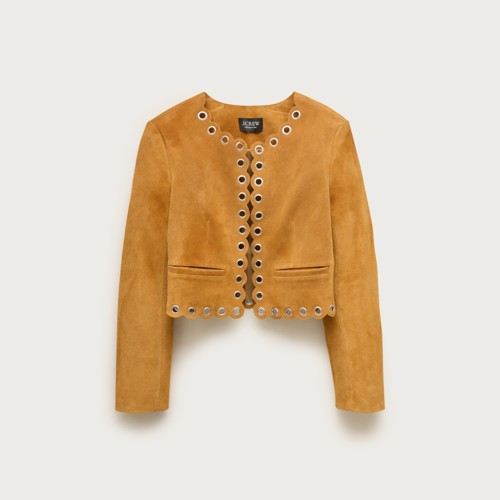 Collection cropped grommet lady jacket in suede
