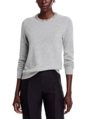 C by Bloomingdale's Cashmere Crystal Trim Sweater - Exclusive