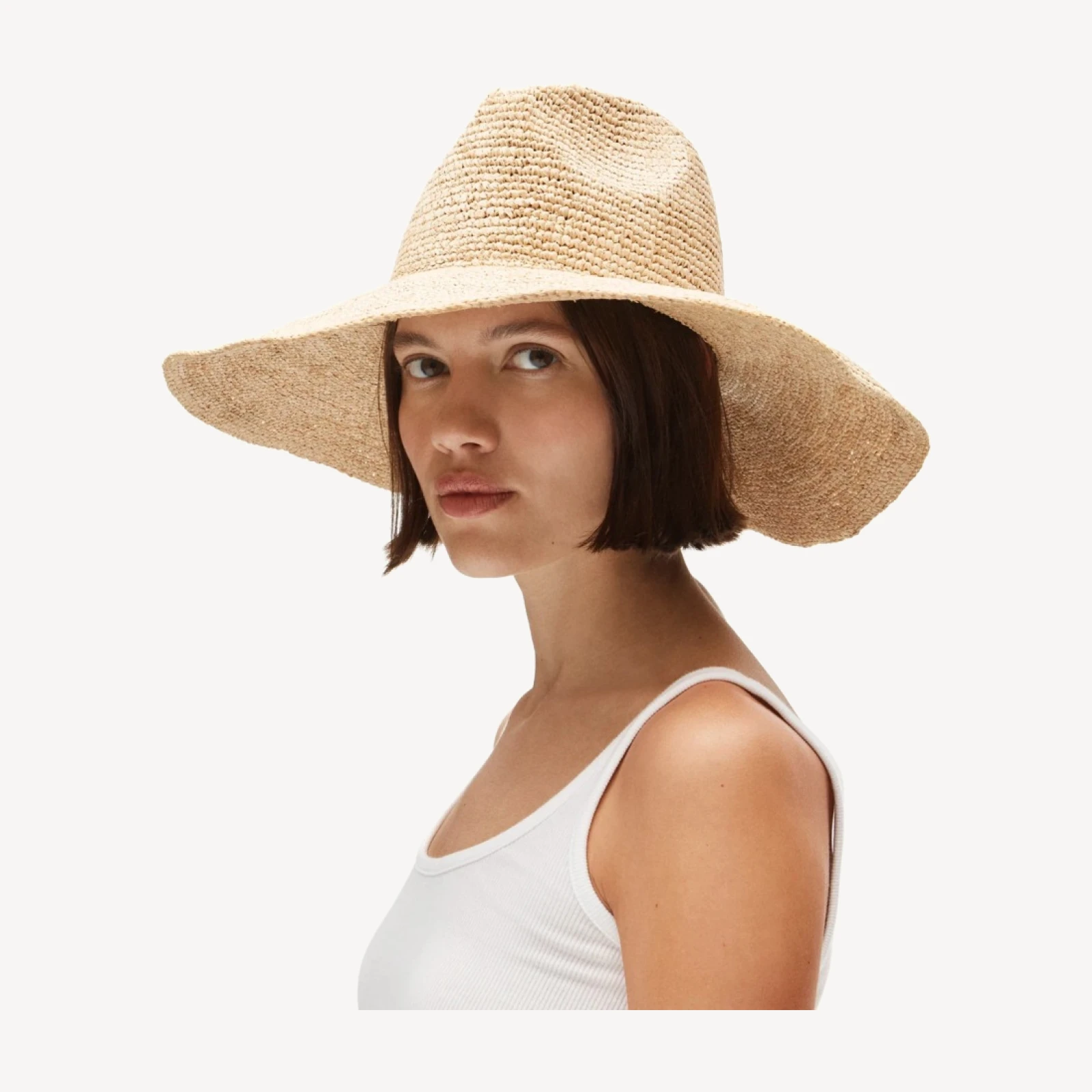 Raffia wide-brim cowboy hat