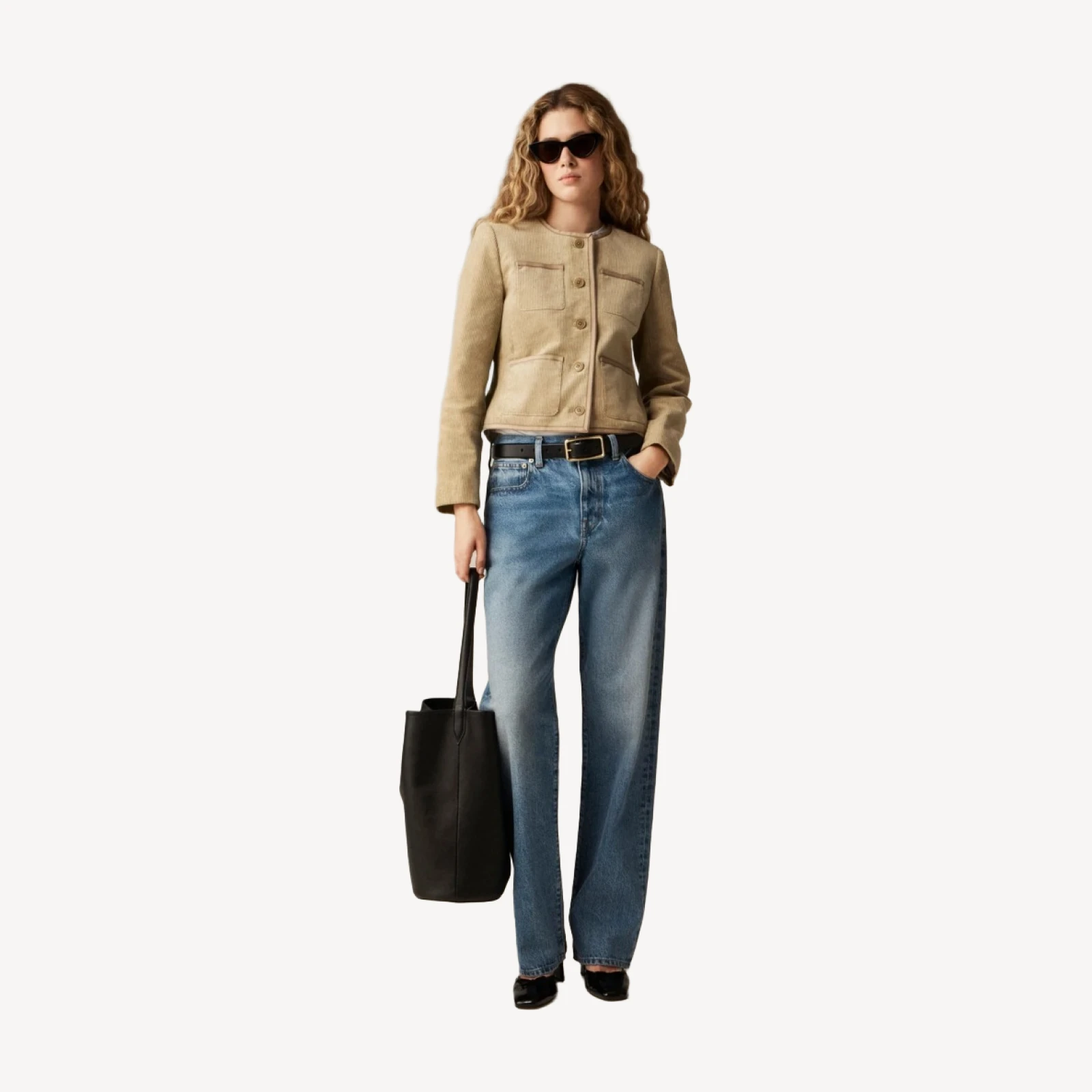 Patch-pocket lady jacket in stretch corduroy