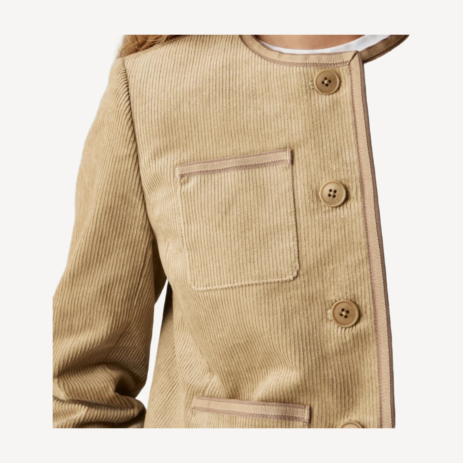 Patch-pocket lady jacket in stretch corduroy