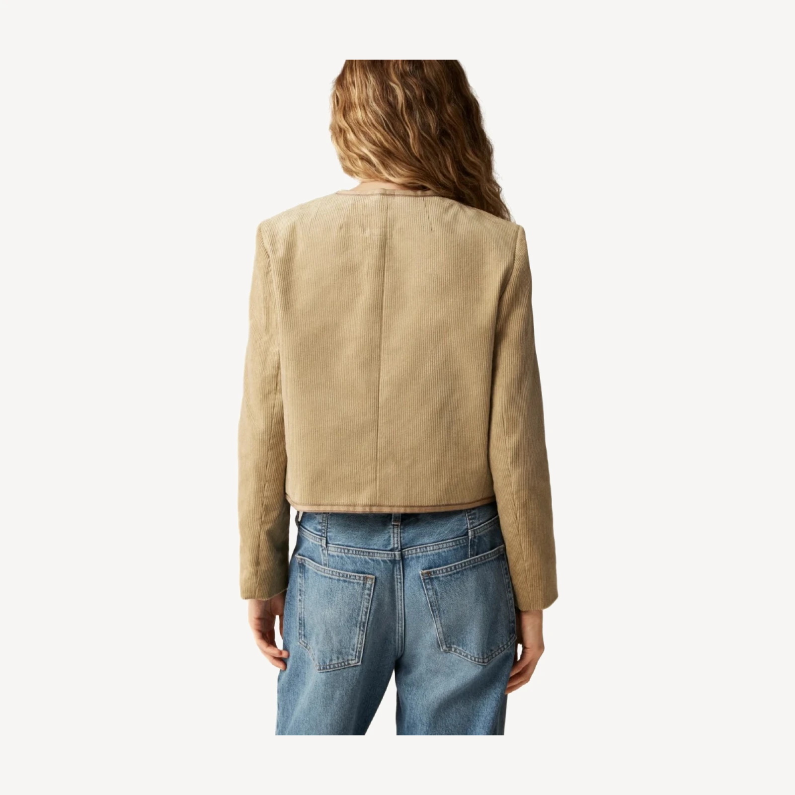 Patch-pocket lady jacket in stretch corduroy