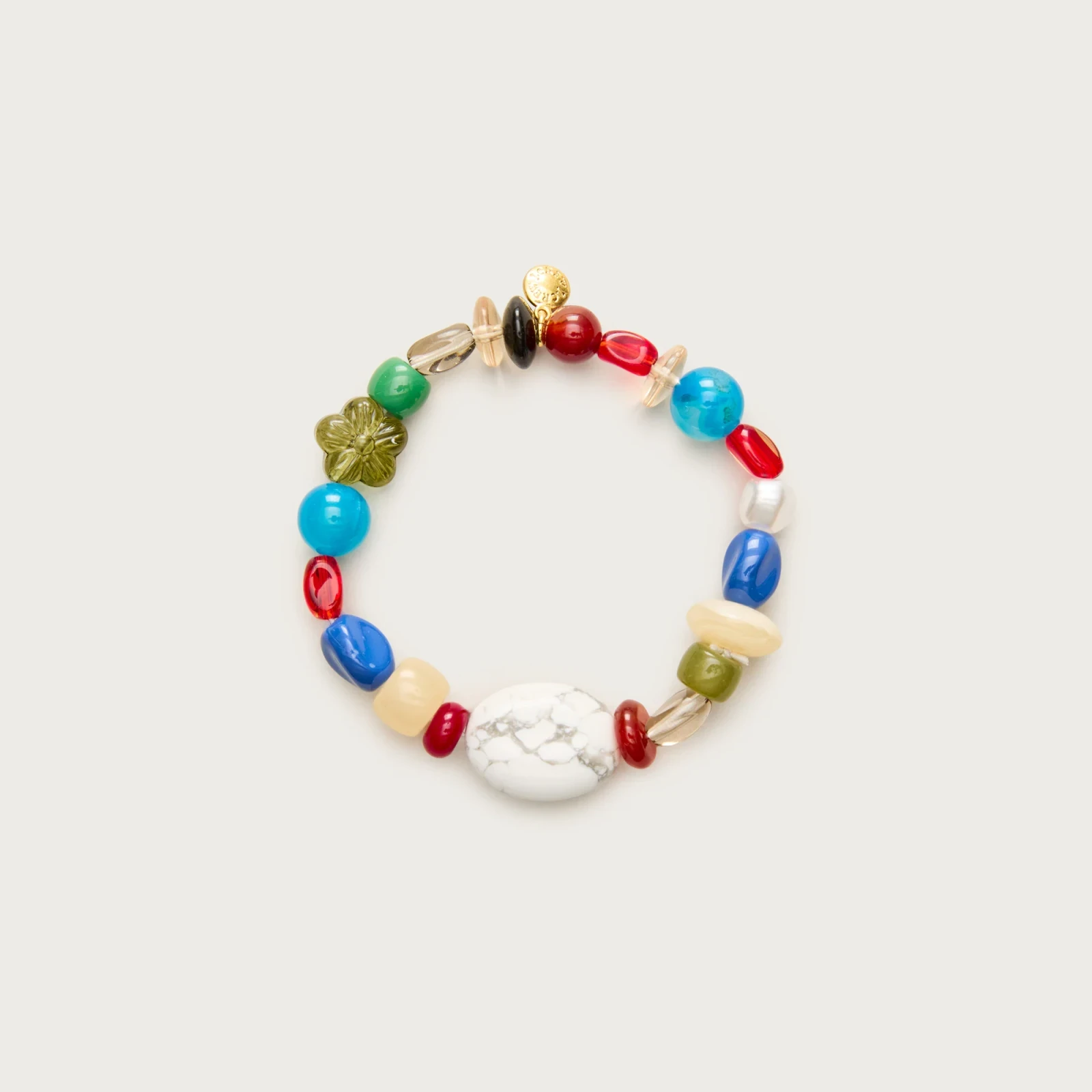 Mixed stone and bead bracelet