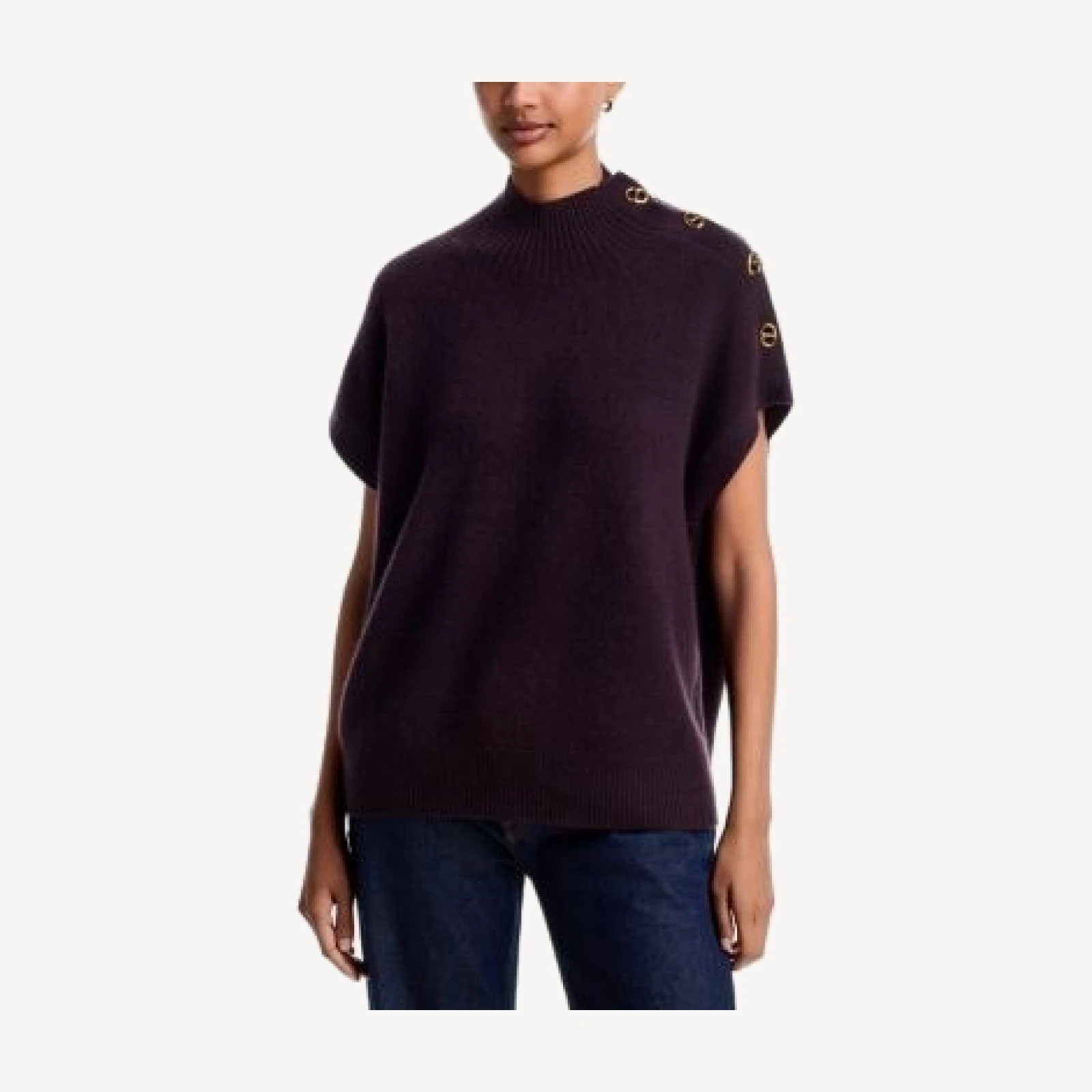 C by Bloomingdale's Cashmere Button Mockneck Cashmere Sweater - Exclusive