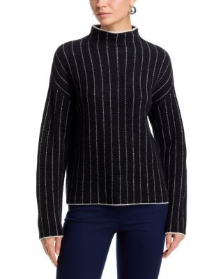 C by Bloomingdale's Cashmere Cashmere Striped Mock Neck Sweater - Exclusive