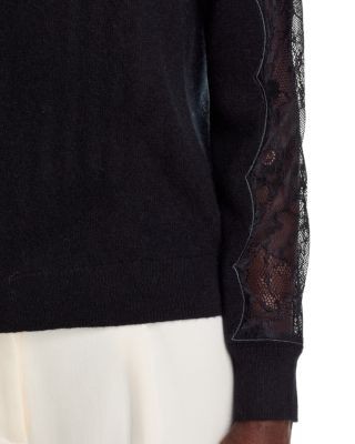 C by Bloomingdale's Cashmere Lace Sleeve Mockneck Cashmere Sweater - Exclusive