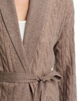 C by Bloomingdale's Cashmere Tie Waist Cable Open Front Cashmere Cardigan - Exclusive