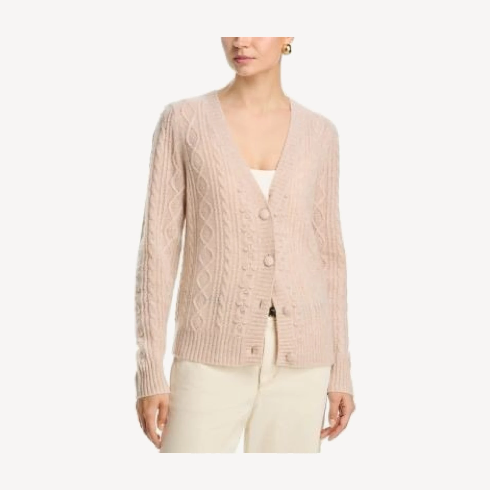 C by Bloomingdale's Cashmere High Low V Neck Allover Pom Cashmere Cardigan - Exclusive