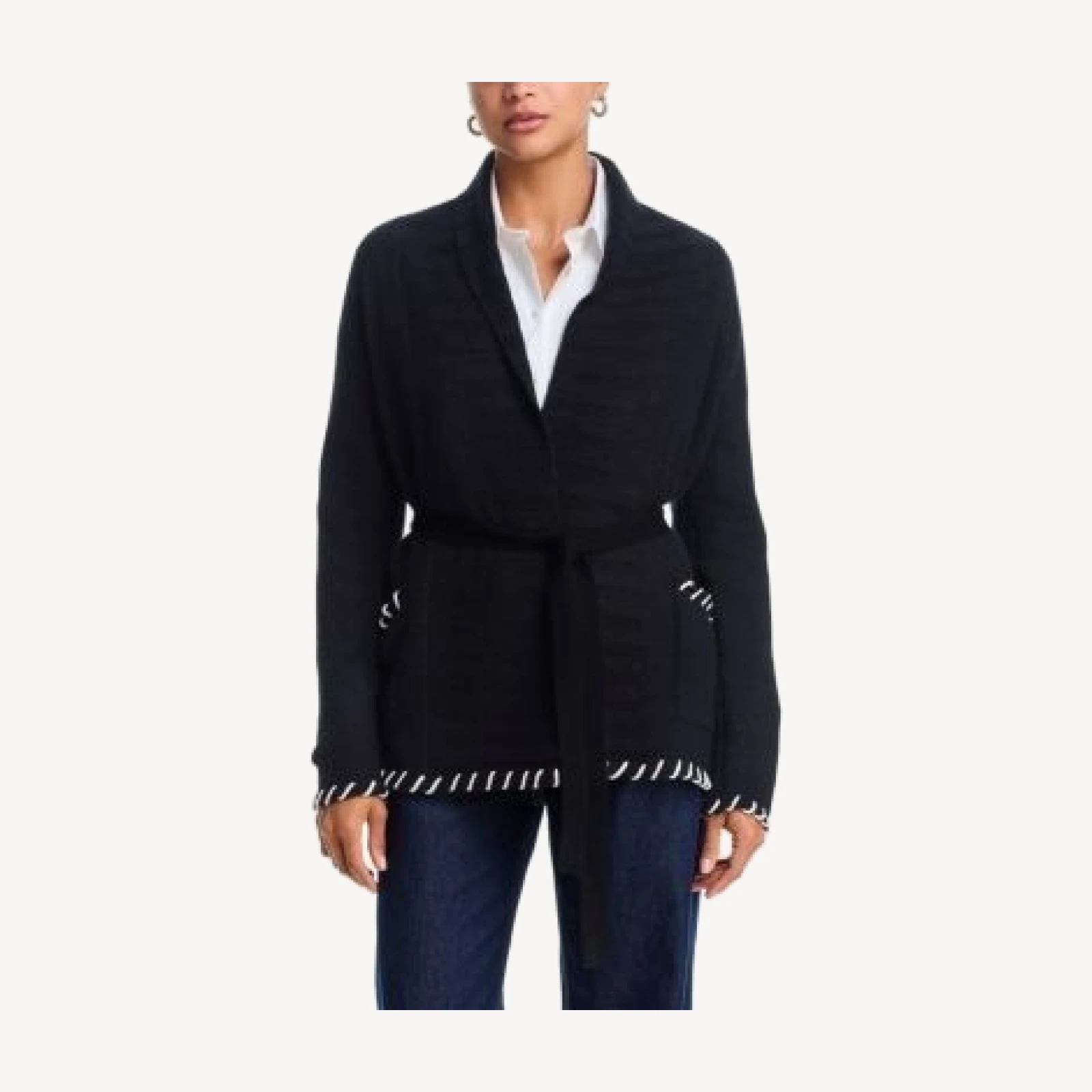 C by Bloomingdale's Cashmere Whipstitch Belted Cashmere Cardigan Sweater, Exclusive
