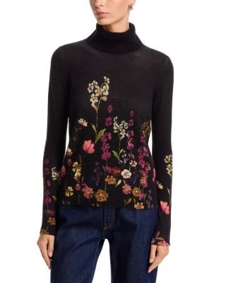 C by Bloomingdale's Cashmere Floral Print Turtleneck Cashmere Sweater, Exclusive