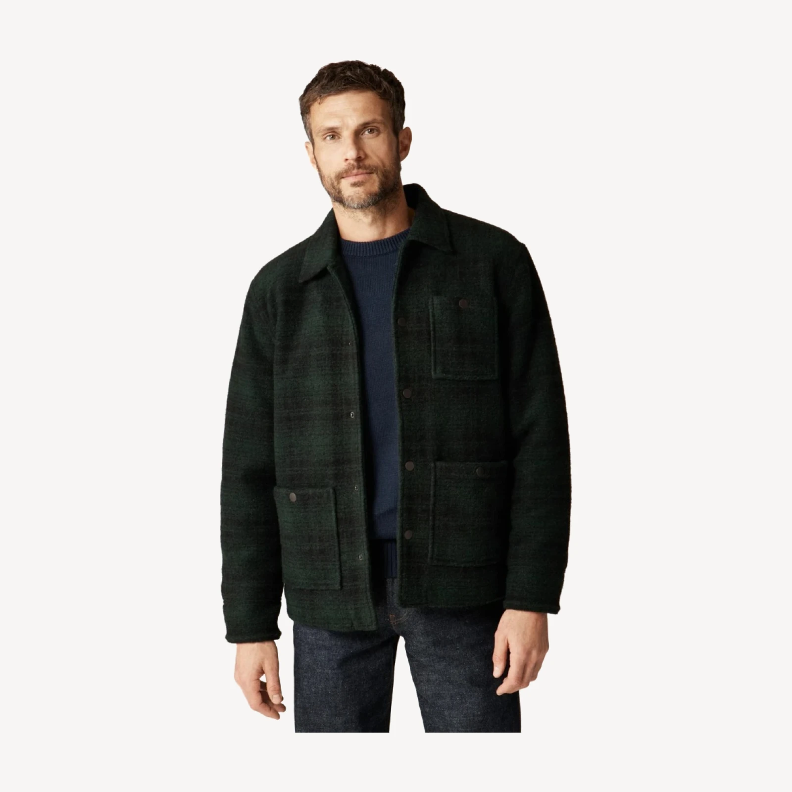 Wool-blend sherpa fleece coverall jacket