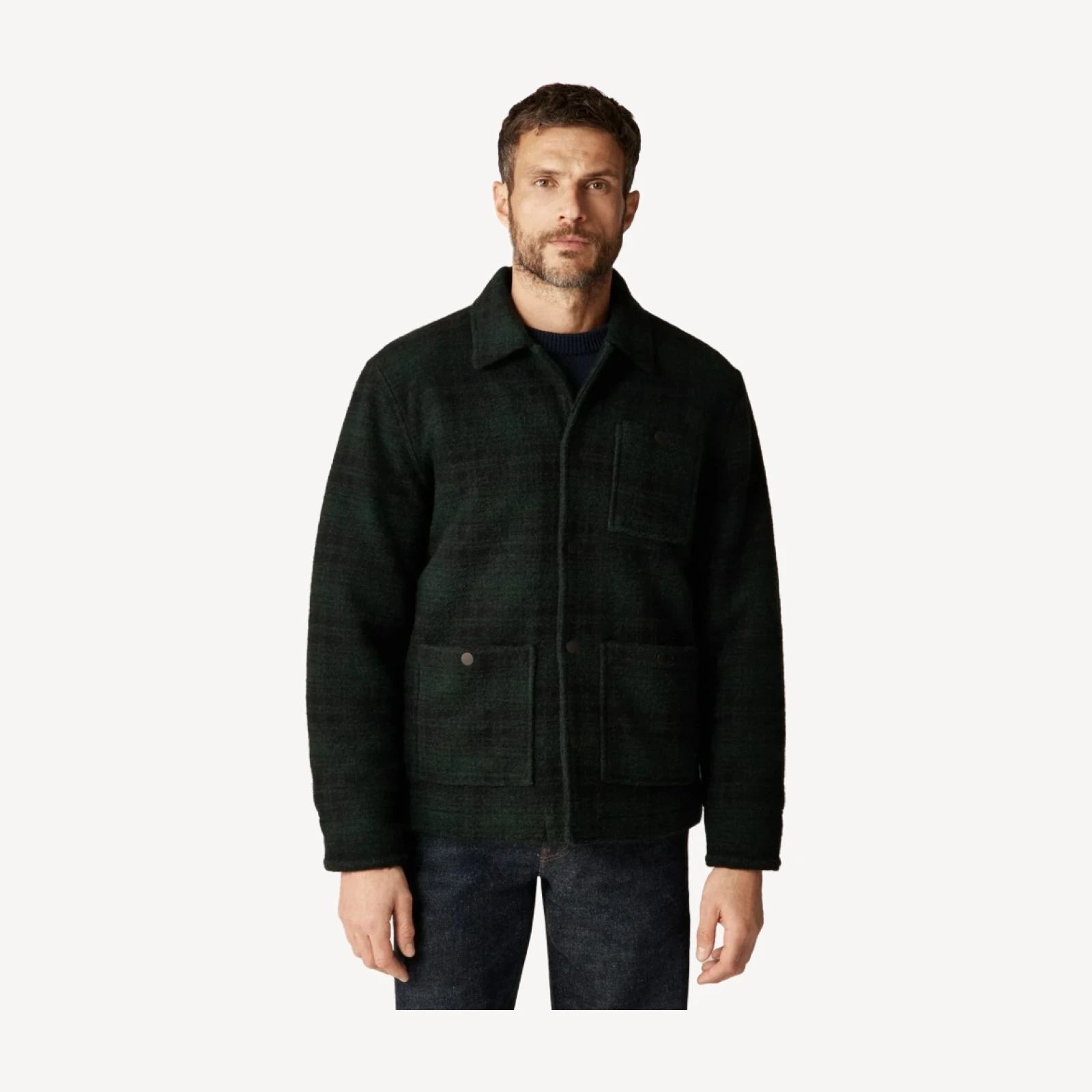 Wool-blend sherpa fleece coverall jacket