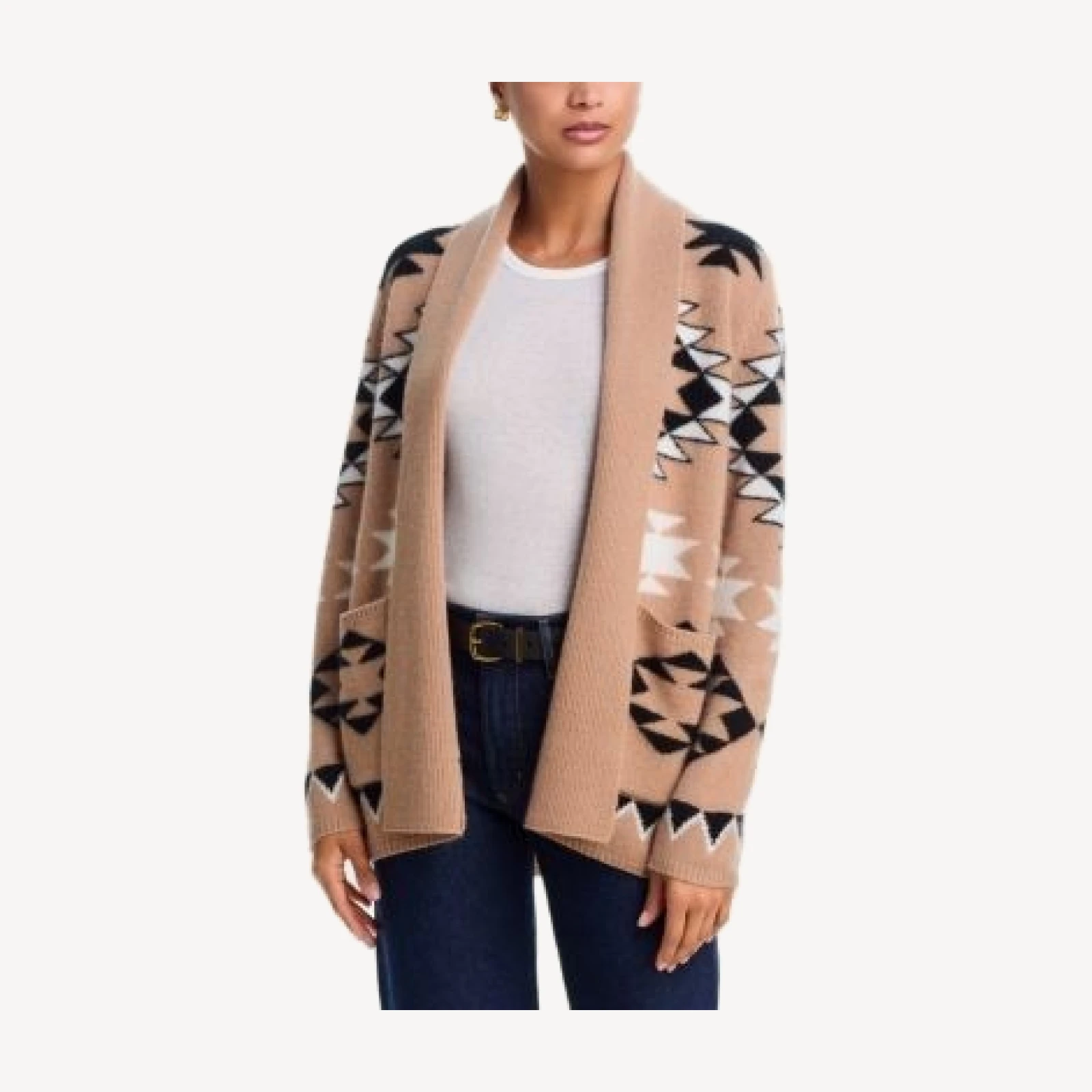 Aqua 100% Cashmere Aztec Cardigan - Exclusive