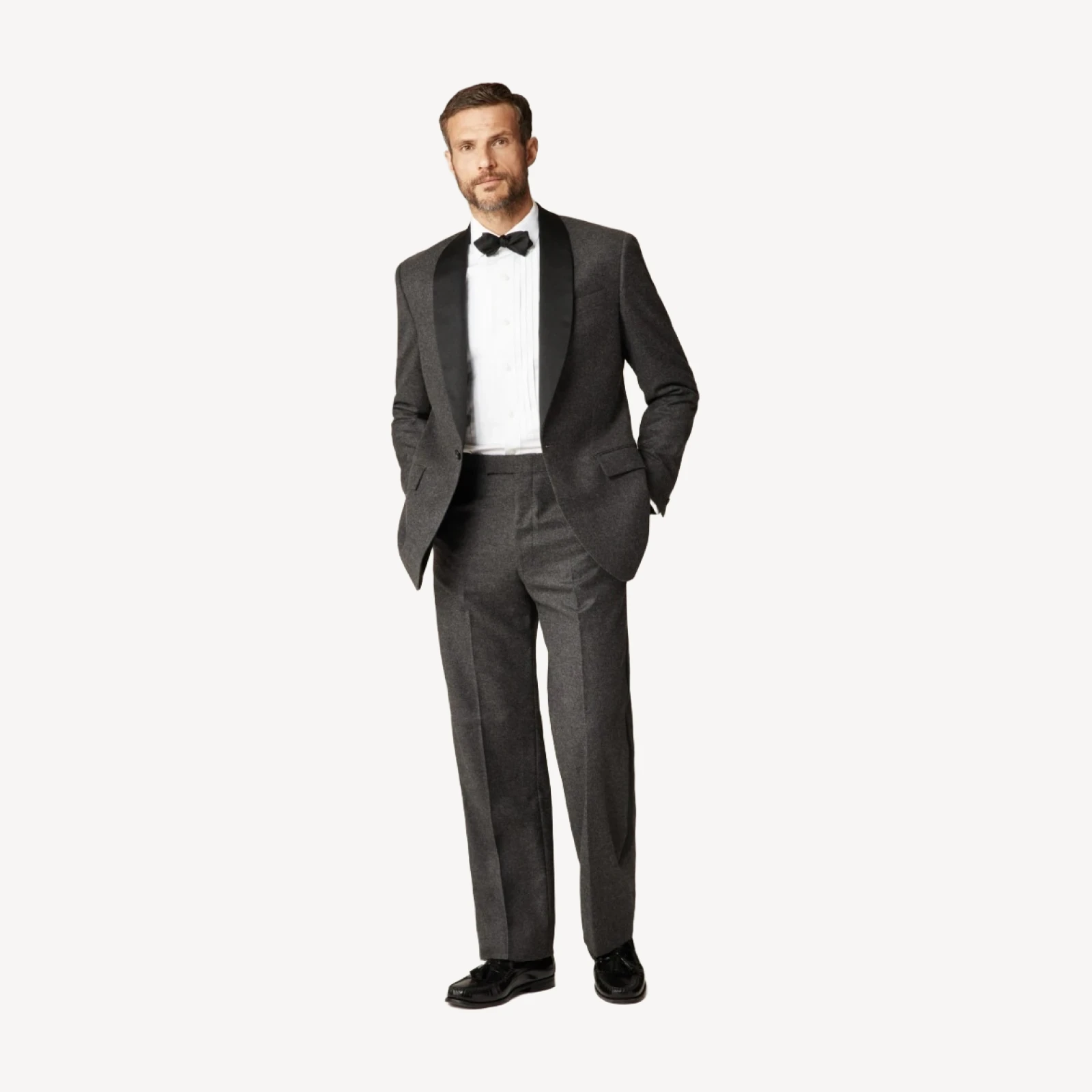 Limited-edition Relaxed-fit shawl-collar tuxedo jacket in English wool flannel