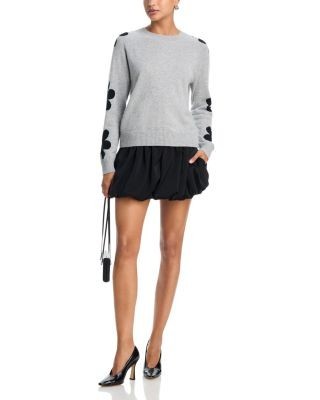 Aqua 100% Cashmere Floral Sleeve Sweater - Exclusive