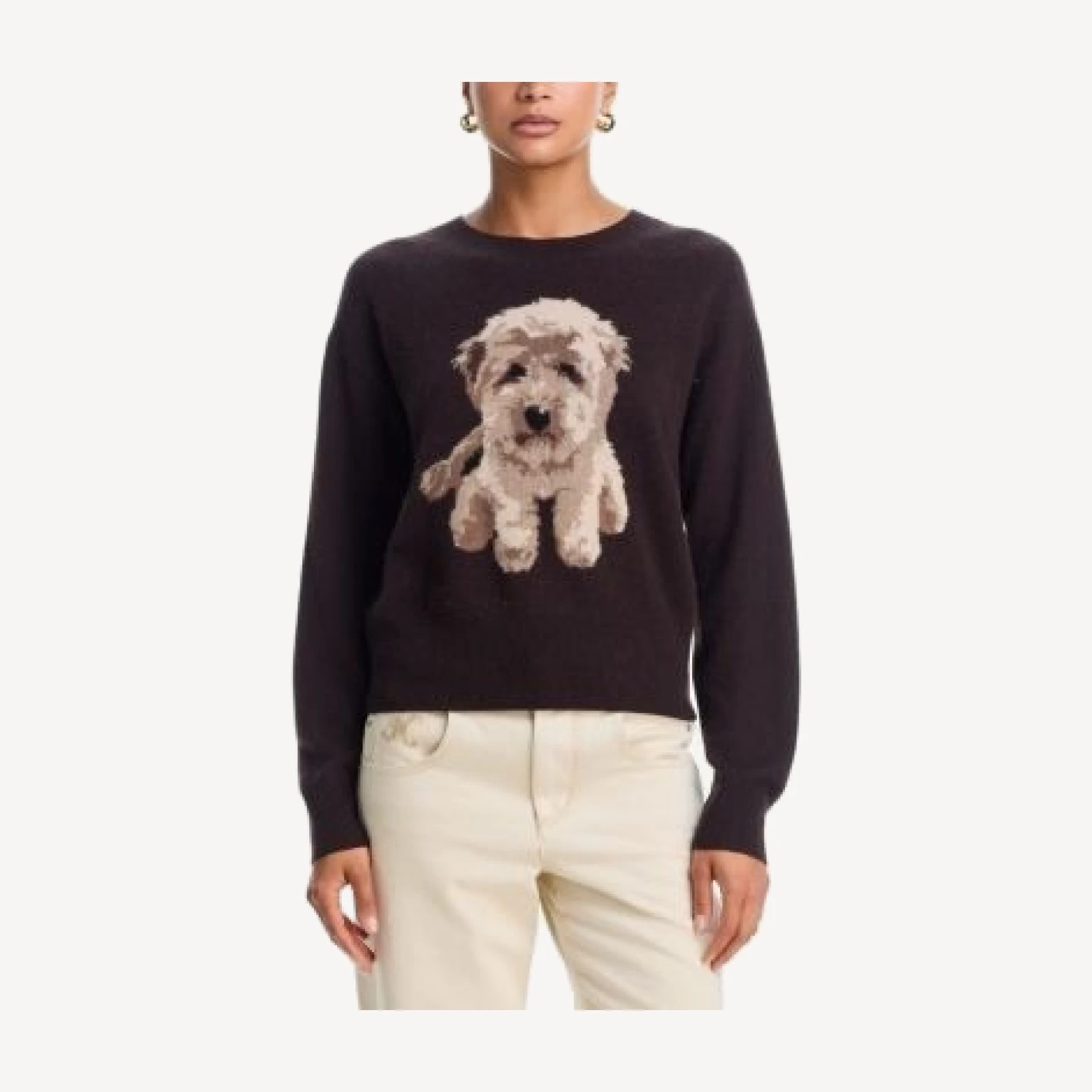 Aqua 100% Cashmere Doodle Dog Crewneck Sweater - Exclusive