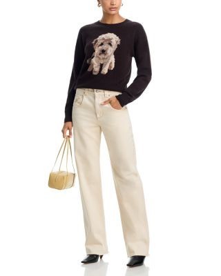 Aqua 100% Cashmere Doodle Dog Crewneck Sweater - Exclusive