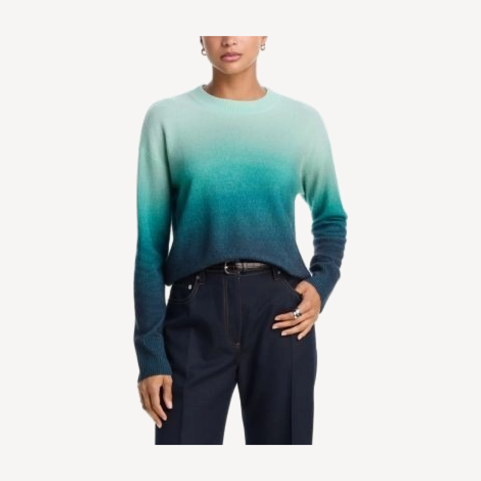 Aqua 100% Cashmere Brushed Ombre Crewneck Sweater - Exclusive