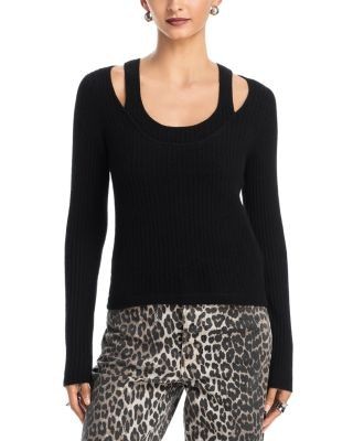 Aqua Cashmere Double Layer Scoop Neck Top - Exclusive