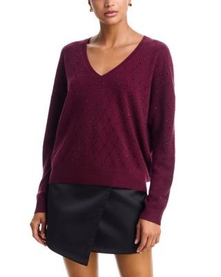Aqua Cashmere 100% Cashmere V Neck Sweater - Exclusive