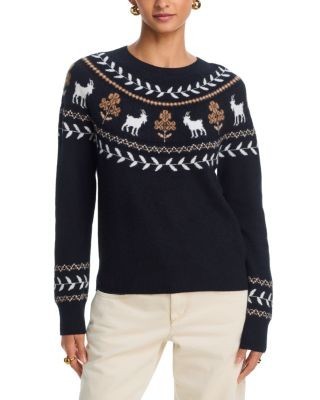 Aqua Year of the Goat Cashmere Fair Isle Crewneck Sweater - Exclusive