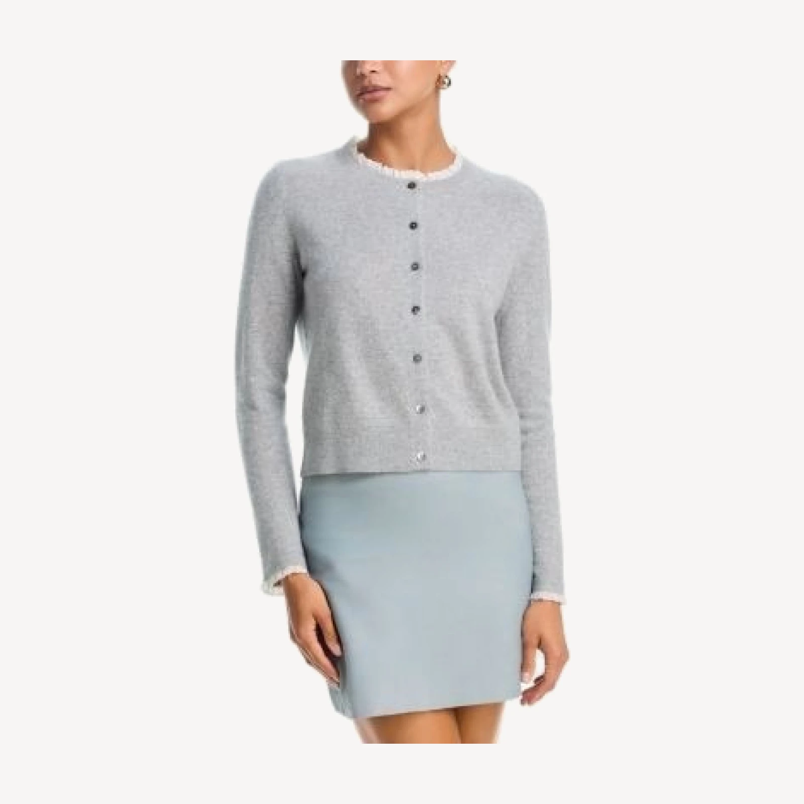 Aqua Cashmere 100% Cashmere Crewneck Cardigan Sweater - Exclusive