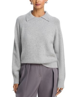 Aqua Cashmere Collared Crewneck Sweater - Exclusive