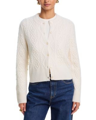Aqua Cashmere Cable Knit Cardigan - Exclusive