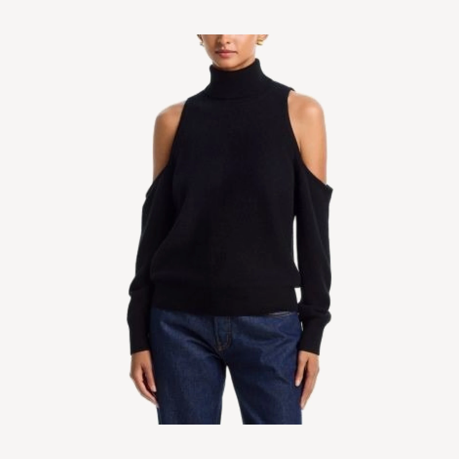 Aqua Cashmere Turtleneck Cold Shoulder Sweater - Exclusive