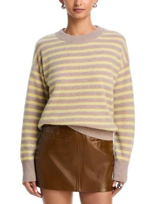 Aqua Cashmere Brushed Stripe Crewneck Sweater - Exclusive