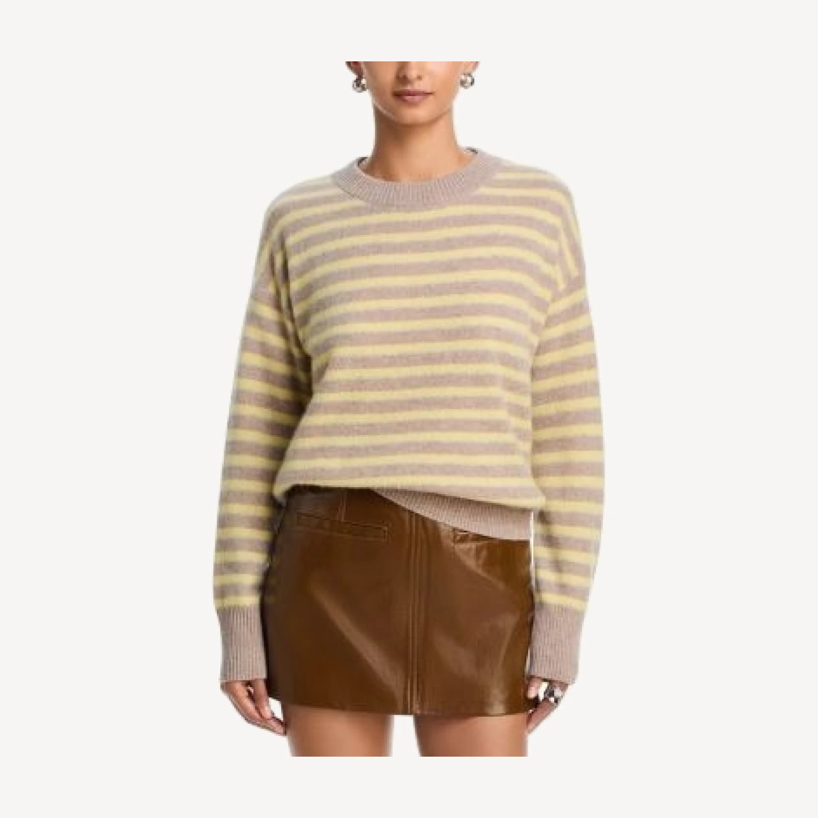 Aqua Cashmere Brushed Stripe Crewneck Sweater - Exclusive