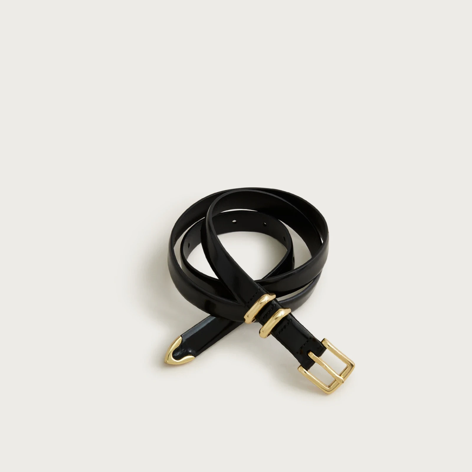 Thin spazzolato Italian leather belt