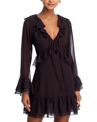 Aqua Ruffle Long Sleeve Mini Dress - Exclusive
