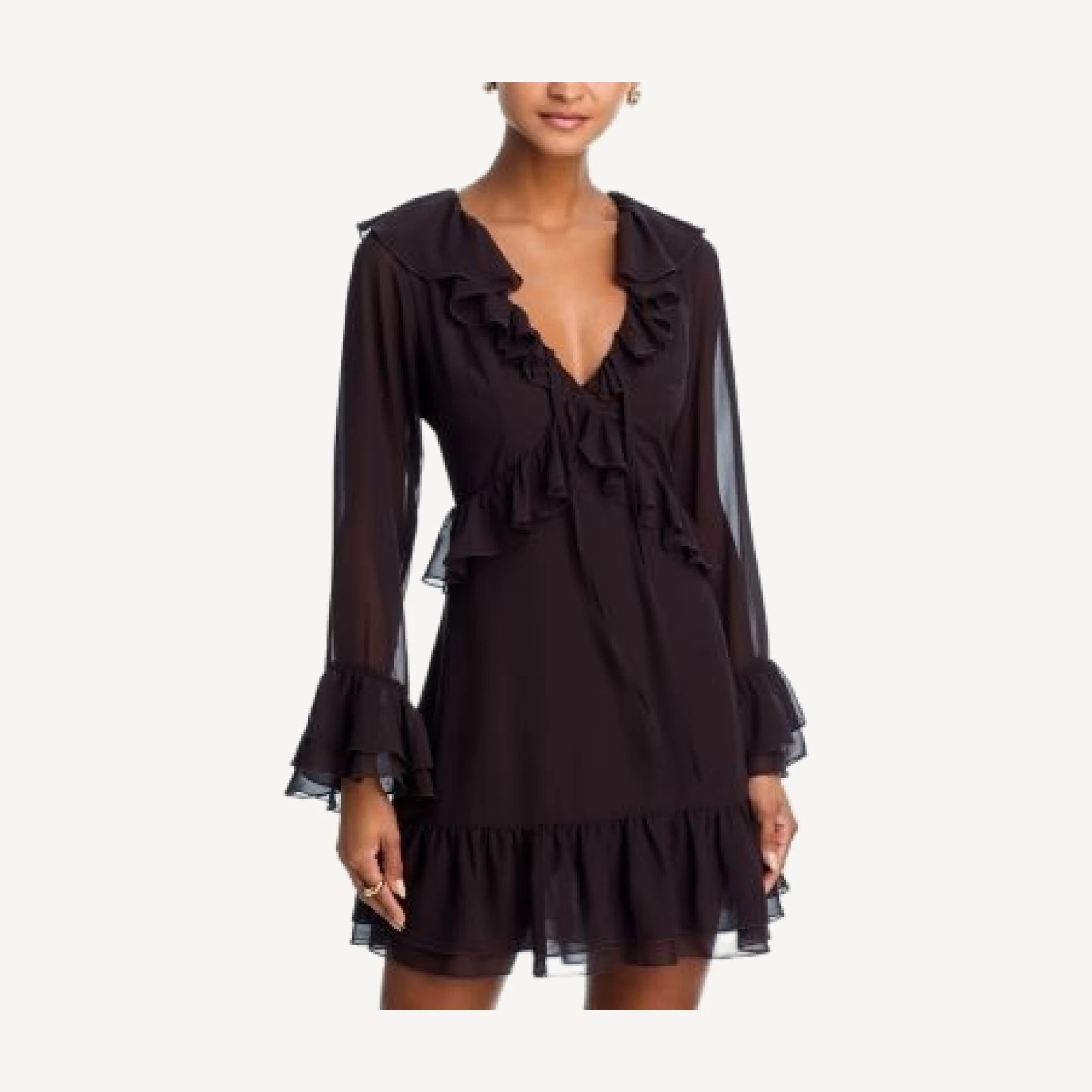 Aqua Ruffle Long Sleeve Mini Dress - Exclusive