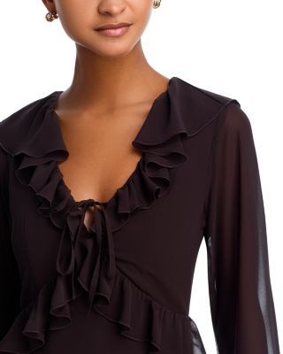 Aqua Ruffle Long Sleeve Mini Dress - Exclusive