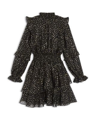 Aqua Girls' Long Sleeved Foil Stars Print Mini Dress, Big Kid - Exclusive