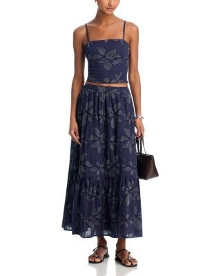 Aqua Embroidered Midi Skirt - Exclusive