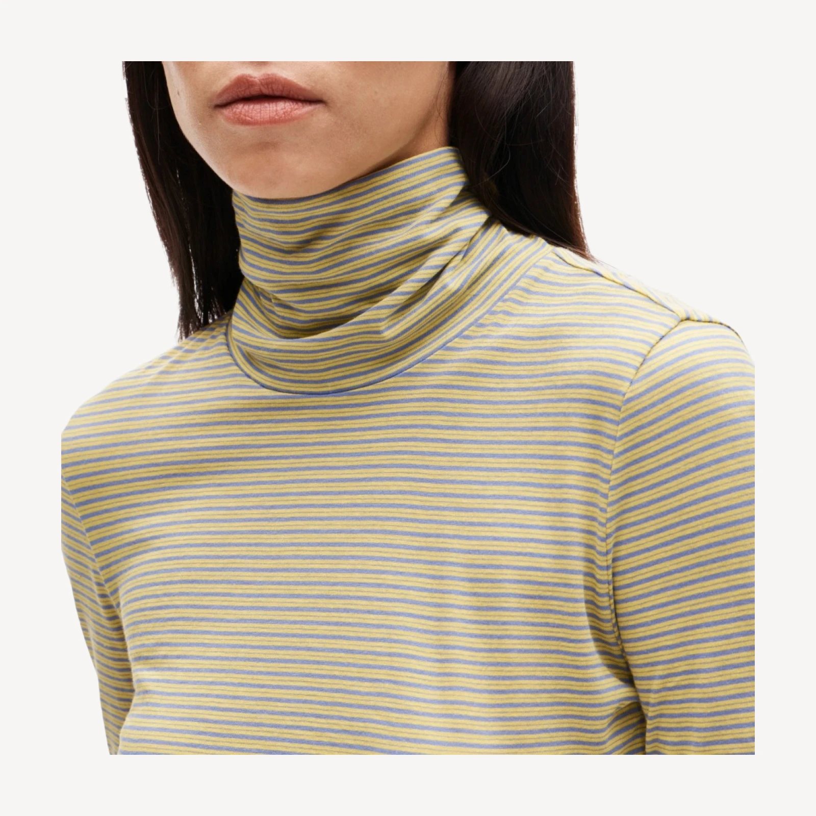 Feather jersey turtleneck in stripe
