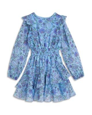 Aqua Girls' Long Sleeved Ruffled Mini Dress, Little Kid, Big Kid - Exclusive